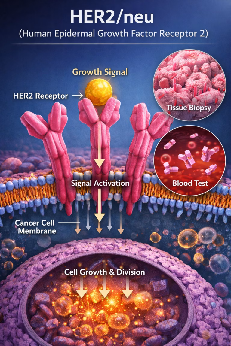HER2/neu (Human Epidermal Growth Factor Receptor 2) Your HER2/neu image is ready now. make a picture for - Fluorescent Lateral Flow Testing (FLFT) for Early Cancer Detection Your image for Fluorescent Lateral Flow Testing (FLFT) for Early Cancer Detection is ready now.
